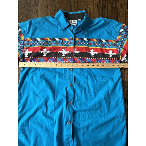 ADOBE ROSE WESTERN BUTTON DOWN SHIRT WOMEN'S AZTEC ACCENTS RODEO...MEDIUM - Picture 5 of 8